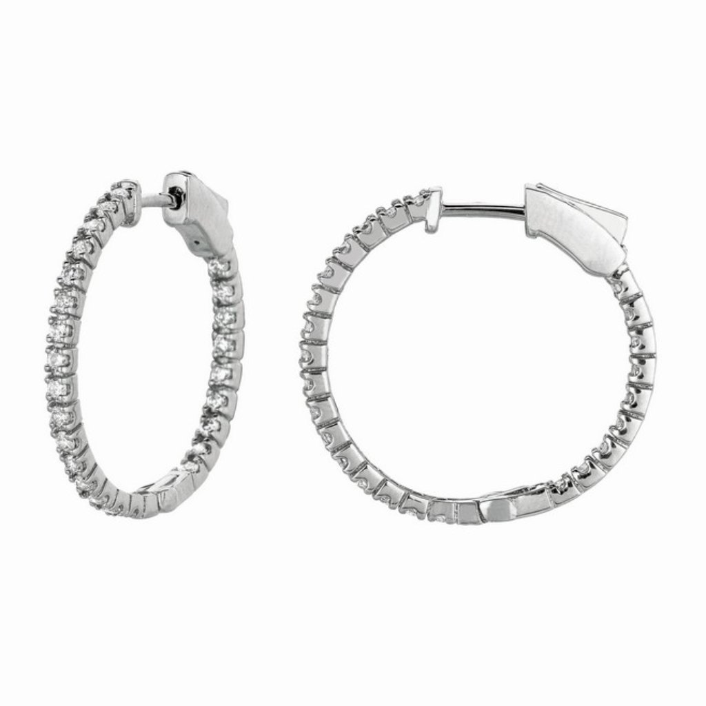 1 Ct Patented Snap-Lock Diamond Hoops 14k White 1650$